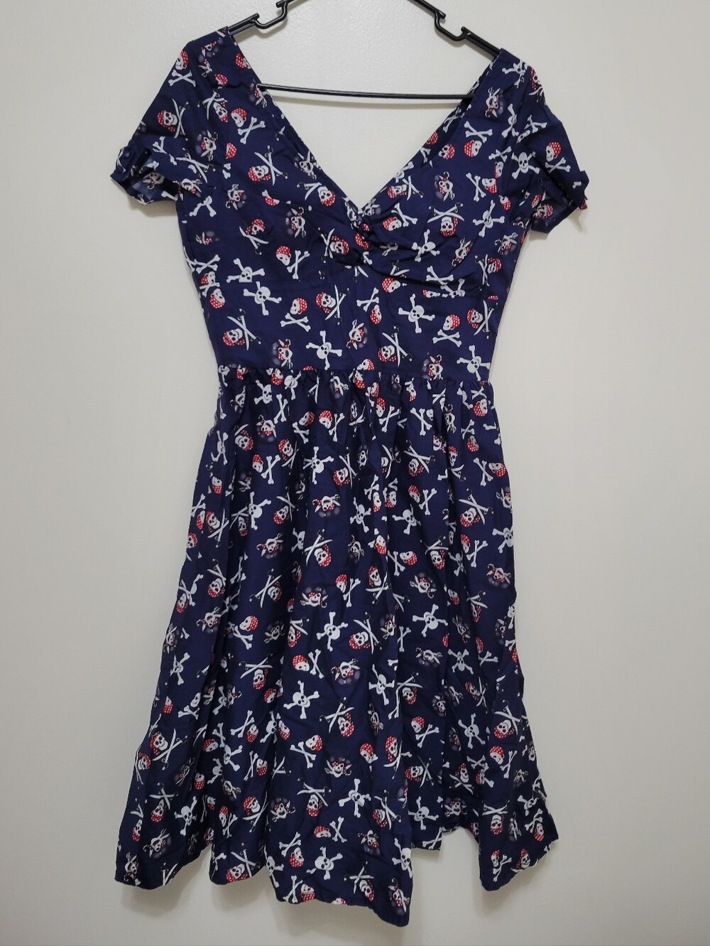 Unique vintage navy blue pirate print dress
